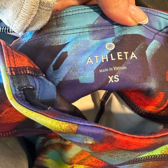 ATHLETA Colorburst Sonar Funky Ankle Mid Rise Leggings Sz XS - Picture 4 of 5